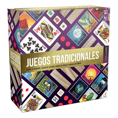 Set de Juegos Clásicos: Torre de Madera, Lotería Mexicana, Baraja de Poker y Dados, Ideal para Reuniones Familiares, Niños y Adultos | Meses sin interés
