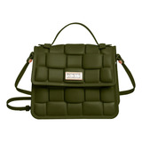 Bolsa Transversal Petite Jolie Pj10410 Design Trama De J-lástic  Verde-militar Com Alça De Ombro Verde-militar Alças De Cor Verde-militar