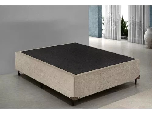 Base Cama Box Casal Suede 138x188 Bege - Fábrica De Tudo