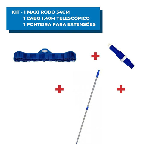 Kit Maxi Rodo Vassoura Inteligente Com Cabo 1,40m 2 Estágios