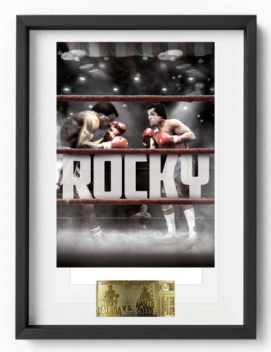 Cuadro Poster 21x30 Rocky Vs Apollo Placa Match Box 1976