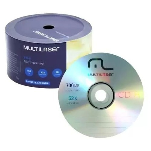 Cd-r Virgem Multilaser C/logo 52x 700mb 80min 100 Unidades