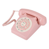 Teléfono De Escritorio Retro Hd, Cable Vintage, Rosa