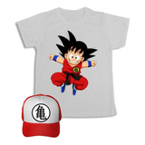 Goku Dragon Ball Camiseta + Gorra  Combo Para Niños