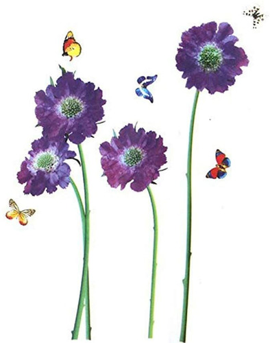 Homefind Adhesivos De Pared Flores Púrpuras Diy Flores...
