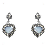 Aretes Corazon Marquesita Concha Doble Plata 925 Con Envio