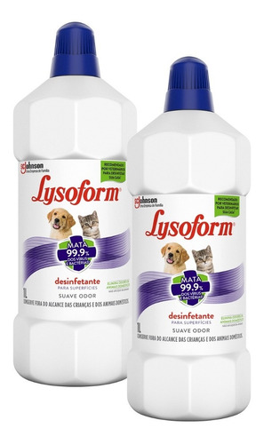 Desinfetante Pet Lysoform Suave Odor Ofertinha 2 Unidades 2l