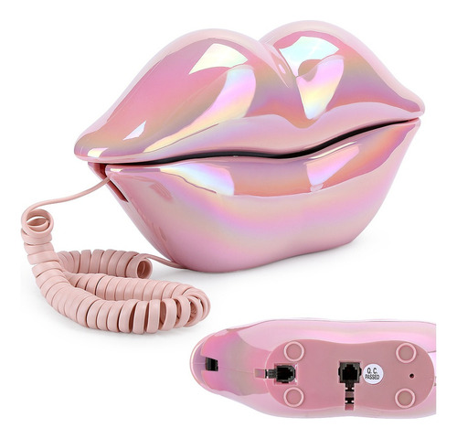 Teléfono Rosa Con Labios Divertidos Galvanoplastia Wx3016