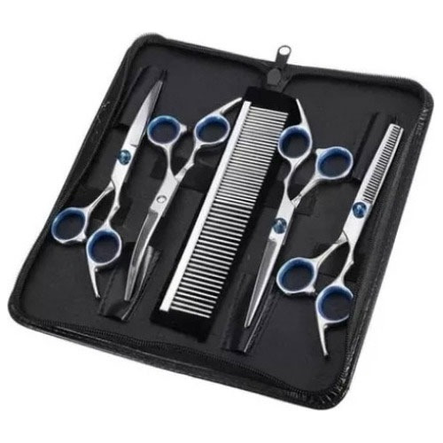 Kit 5 Tesouras Profissionais Cabelo Cabelereiro Barbeiro