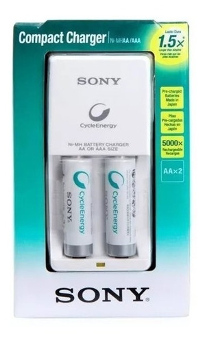 Cargador Sony Aa/aaa + 2 Pilas Aa 1000mh Recargable