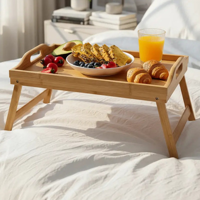 Mesa De Servicio Desayuno Para Cama De Bambú Plegable | Meses sin interés