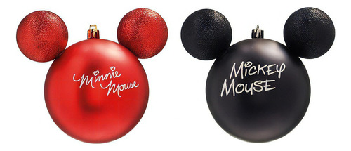 Bolas Mickey E Minnie Preto E Vermelho 6cm - 06 Un. - Cromus