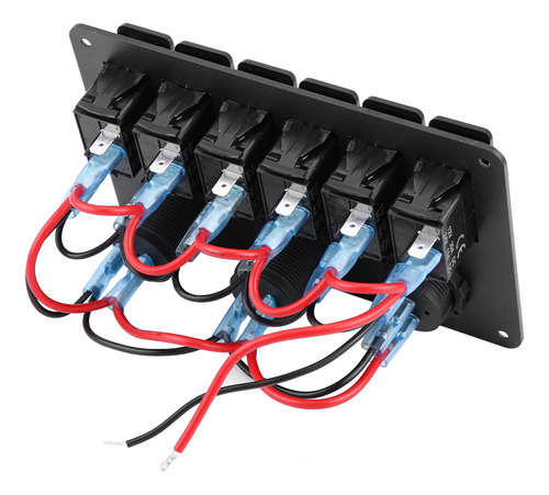 Painel 12v 24v 6 Gang Car Boat Led Rocker Dual Usb Voltímetr