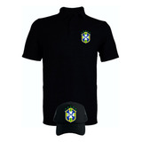 Camiseta Tipo Polo Brasil Obsequio Gorra Serie Black