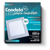 Plafon Cuadrado Embutir Led 18w = 100w Fría 225x225 Pack X10