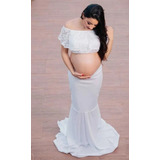 Vestido,conjunto Sereia, Gestante,branco, Fotografia, 2 Em 1