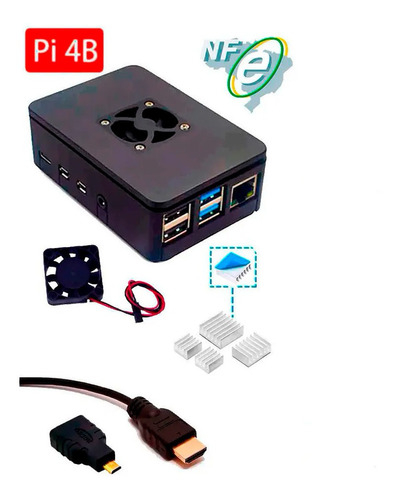 Kit Para Raspberry Pi4 Pi 4 C/ Case, Cooler Fan, Hdmi + Nf