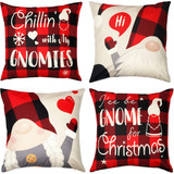 D-fantix Juego De 4 Fundas De Almohada Navideñas De Gnomo, 1