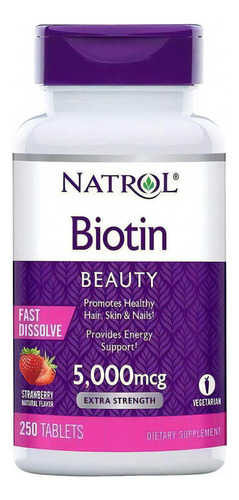 Biotina: 5000 Mcg, Cabelo, Pele E Unhas, Suporta 250 Cápsula