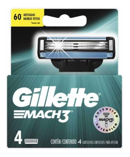 Carga Barbear Gillette Mach 3 - 4 Unidades