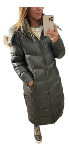 Campera Larga Puffer Inflable Con Capucha The Big Shop