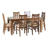 Comedor Leyda 6 Sillas Canela Nogal / Muebles América