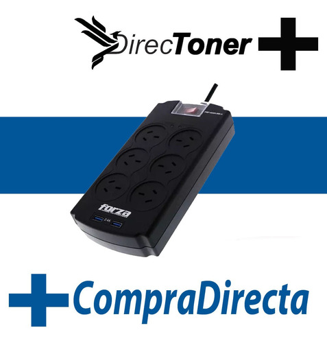 Zapatilla Enchufe Protector Tensión Forza 6 Tomas + Usb 