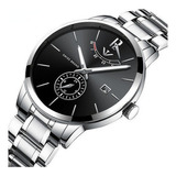 Relógios Masculinos Com Calendário De Negócios À Prova D'águ Cor Do Fundo Silver Black