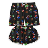 Kit Short Casal Mozao Mauricinho Super Mario Moda Praiaverão