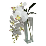 Orquídea Artificial Flor Silicone Com Folhas Arranjo Enfeite