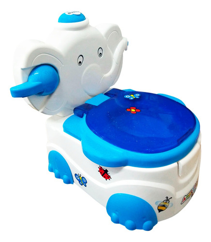 Bañito Elefante Entrenador Para Bebe Musical Niño Con Dispensador Papel Color Azul