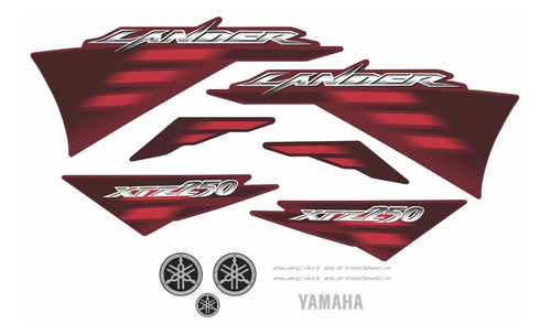 Kit Adesivos Yamaha Lander 250 2007 Vermelha 10456