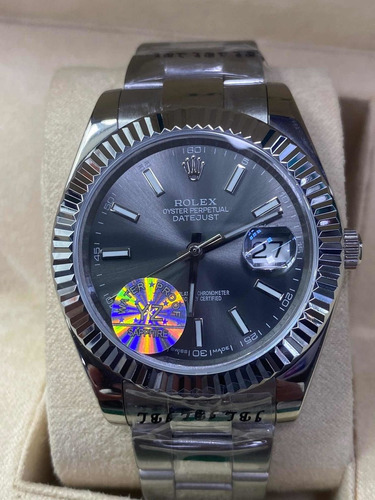 Relógio Rolex Datejust Cinza Com Caixa Manual Completo
