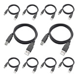 Kit 10 Cabos Impressora Usb 2.0 C/ 5 Metros Hp Samsung Epson