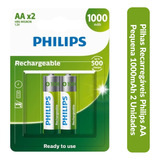  2 Pilhas Recarregável Aa Pequena  Philips 2a Comum 1,2v