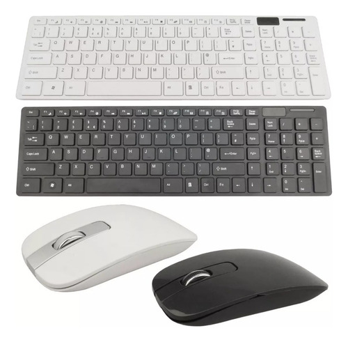 Kit Teclado Mouse Inalámbrico K06 Blanco Y Negro 2.4g