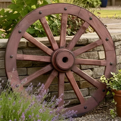 Bella Rueda De Carreta De Madera Antigua De Mezquite | Envío gratis