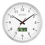 Reloj Pared Digital Bulova Clocks C4810 Blanco Temperatura