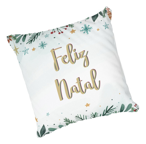 Almofada Com Enchimento Feliz Natal Folhagens Cor Colorido Desenho Do Tecido Estampados