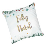 Almofada Com Enchimento Feliz Natal Folhagens Cor Colorido Desenho Do Tecido Estampados