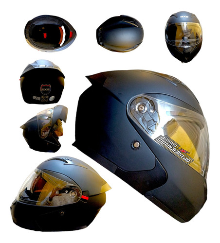 Casco Abatible Negro Mate Edge Certificado Dot Lentes Intern