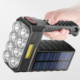 Reflector De Mano 8 Led Linterna Carga Solar Usb 4 Funciones Color De La Linterna Negro Color De La Luz Blanco