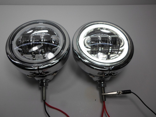 Faros Auxiliares C/ojo Cromo Moto Chooper 4.5 '' Metal 2pz