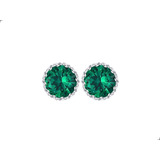 Aretes Esmeralda Plata 1ra Ley 925 By Thi Tur® Corona Round