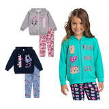 2 Conjunto Infantil Feminino Moletom Menina Legging Peluciad