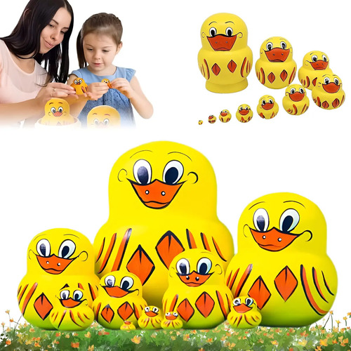 Pequeños Adornos Creativos De Matrioska Estilo Pato Amarillo