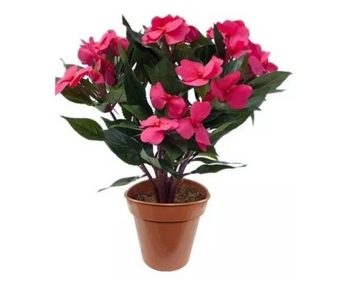 Planta Flor Impatien Plantin 40cm Artificial Con Maceta