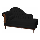 Recamier Divã Wood Preto Veludo 160cm