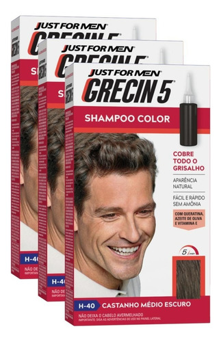 Kit 3 Tonalizantes Grecin 5 Color 60ml Castanho Médio Escuro