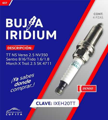 Bujia Iridium Tt Ns Versa Urvan 2.5 Nv350 Sentra B16/tiida 1